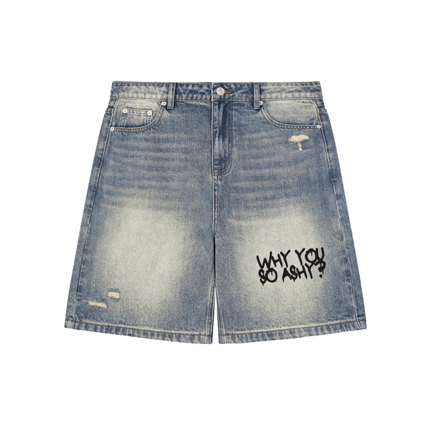 Faded Distressed Baggy Denim Shorts